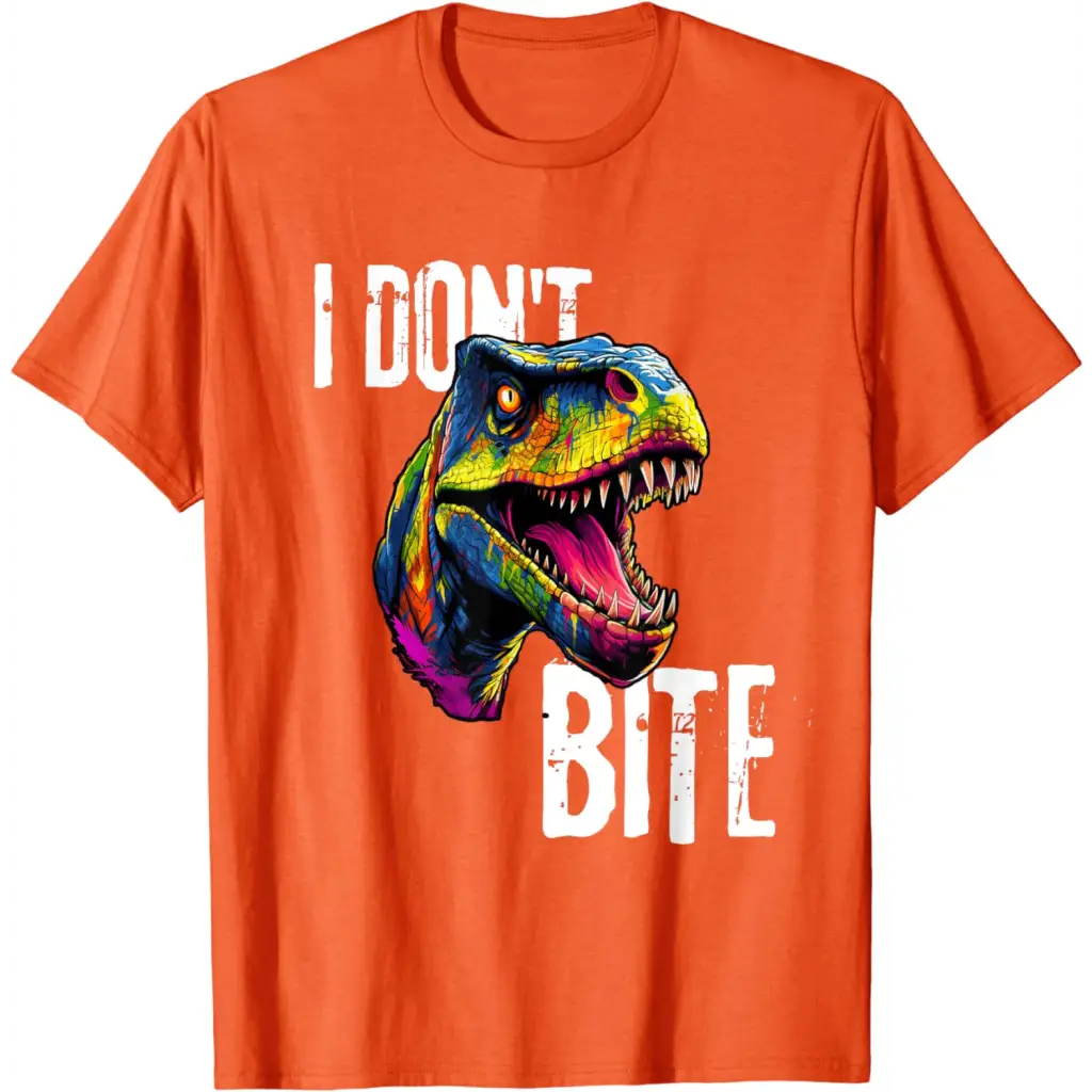 Ferocious T-Rex I Don’t Bite T-Shirt - Orange / Men