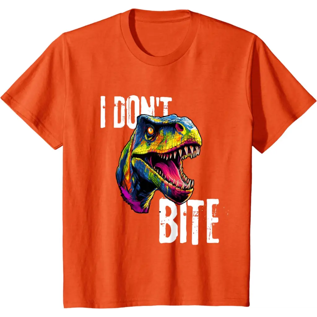 Ferocious T-Rex I Don’t Bite T-Shirt - Orange / Youth