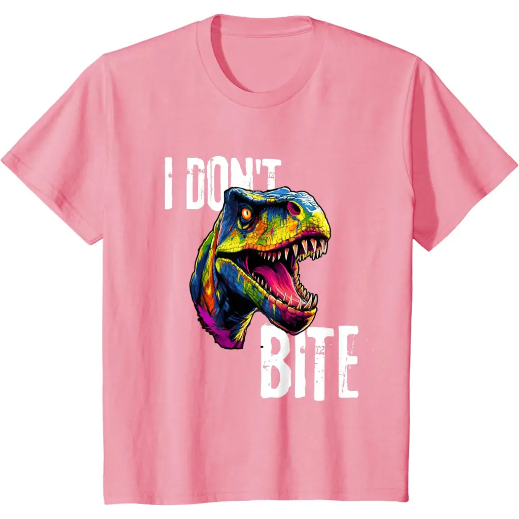 Ferocious T-Rex I Don’t Bite T-Shirt - Pink / Youth / 2T