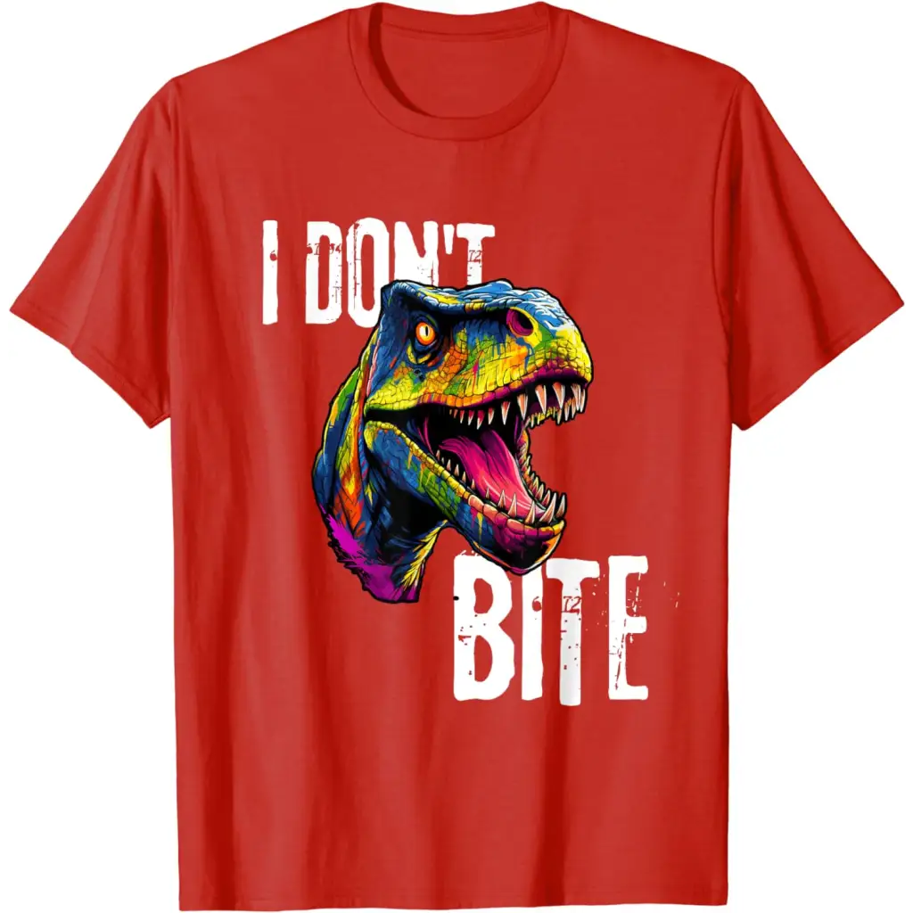 Ferocious T-Rex I Don’t Bite T-Shirt - Red / Men / XX-Large