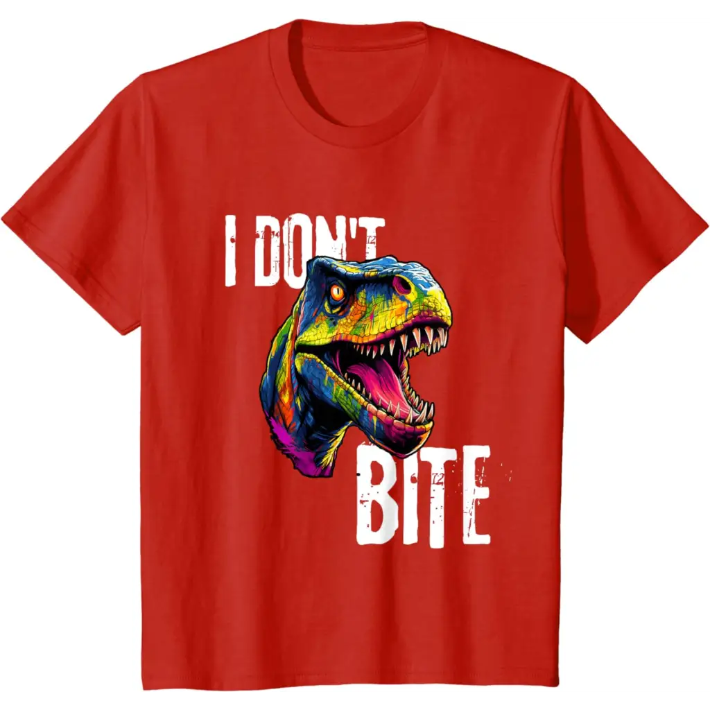 Ferocious T-Rex I Don’t Bite T-Shirt - Red / Youth / 4T