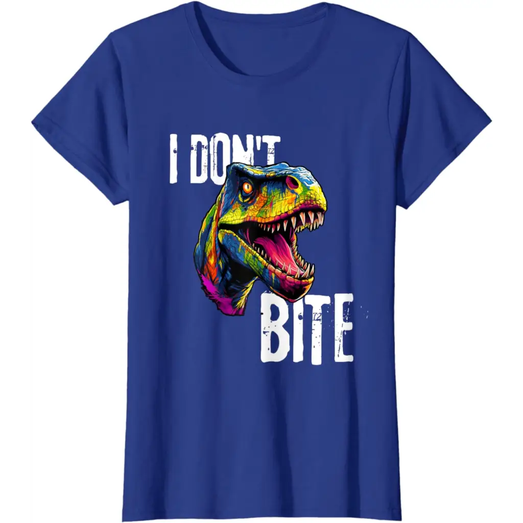 Ferocious T-Rex I Don’t Bite T-Shirt - Royal Blue / Women