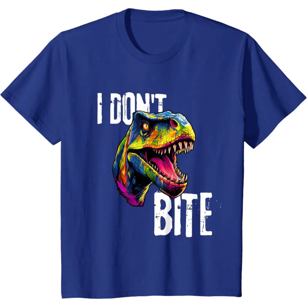 Ferocious T-Rex I Don’t Bite T-Shirt - Royal Blue / Youth