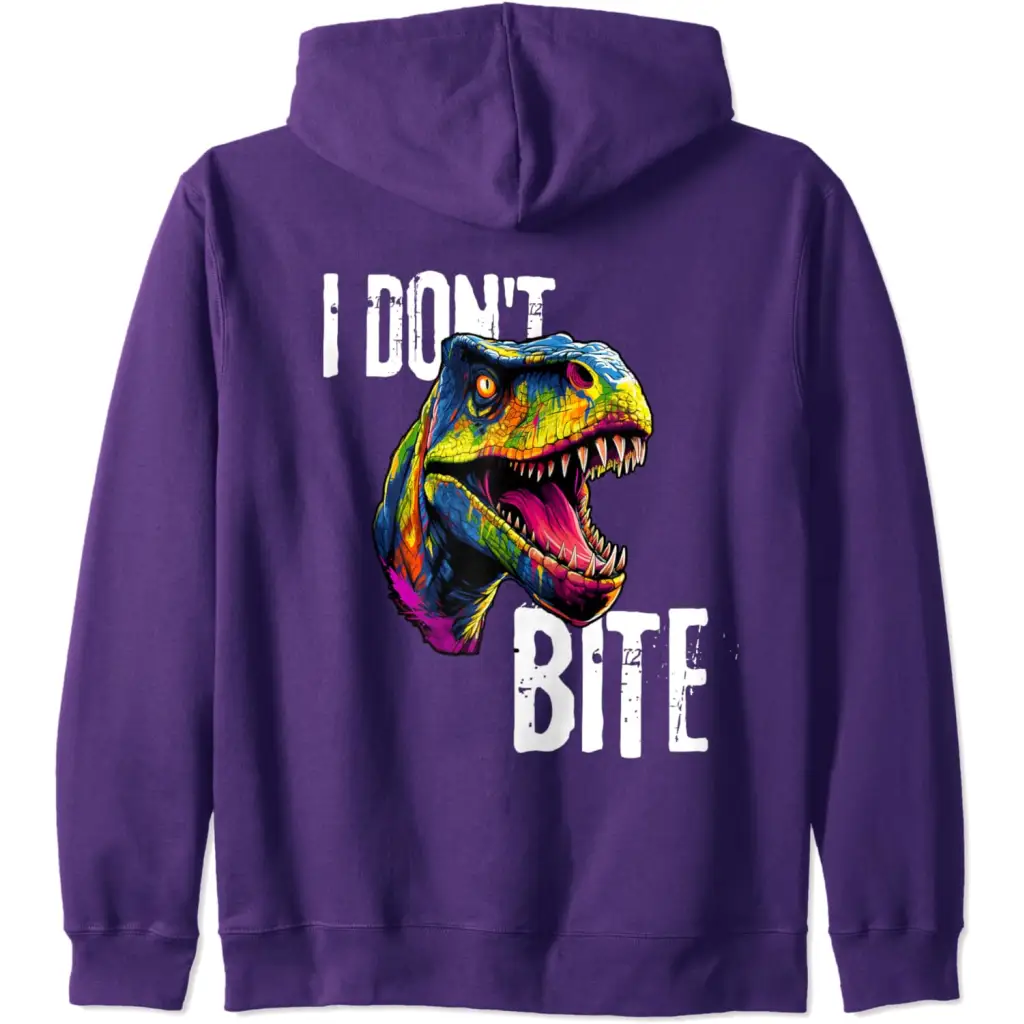 Ferocious T-Rex I Don’t Bite Zip Hoodie - Adult Unisex