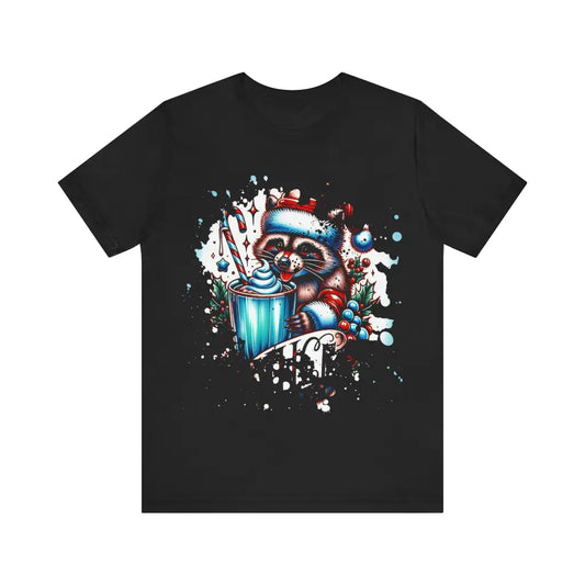 Festive Raccoon Delight - Jersey Short Sleeve Tee - Black