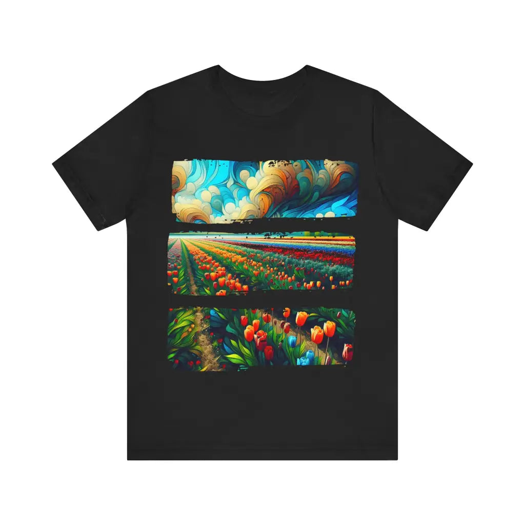 Fields of Swirling Petals - Jersey Short Sleeve Tee - Black