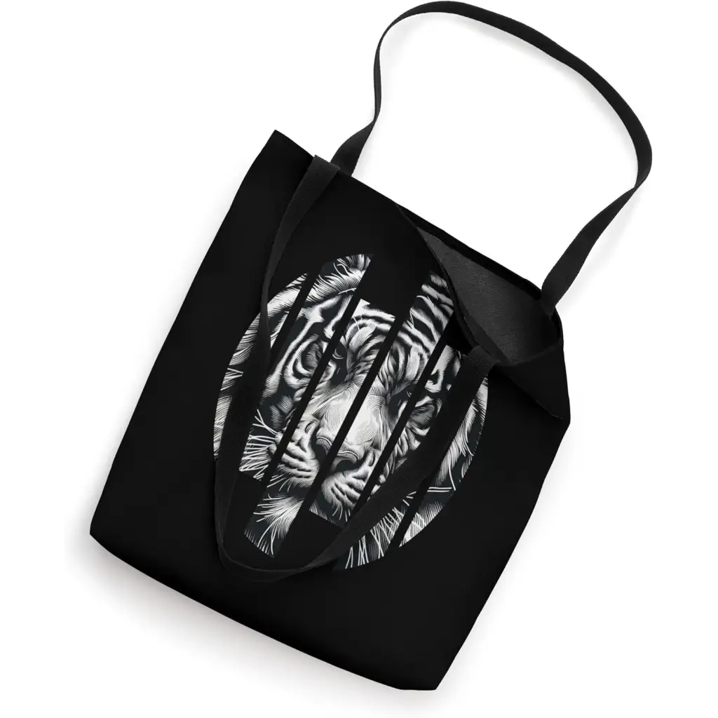 Fierce Focus: Fragmented Tiger in Grunge Stripe Tote Bag