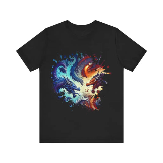 Fire and Ice Dragons Duel - Jersey Short Sleeve Tee - Black