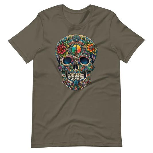 Floral Skull t-shirt - Army / S