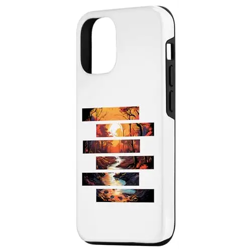 Forest River Triptych: A Symphony of Orange and Blue Case