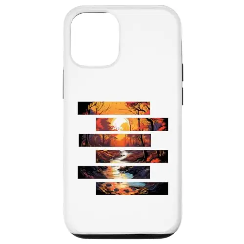 Forest River Triptych: A Symphony of Orange and Blue Case