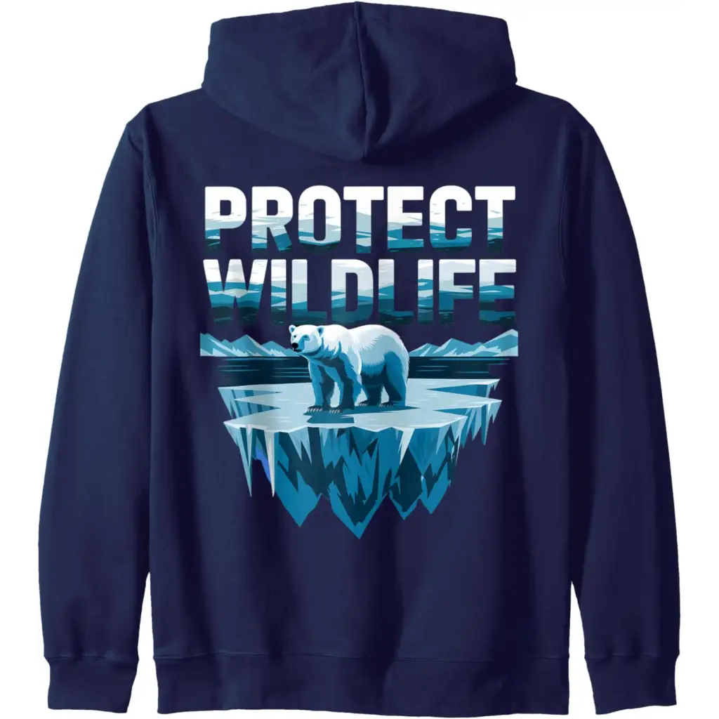 Fragile Refuge: The Plight of Polar Bears Zip Hoodie - Navy