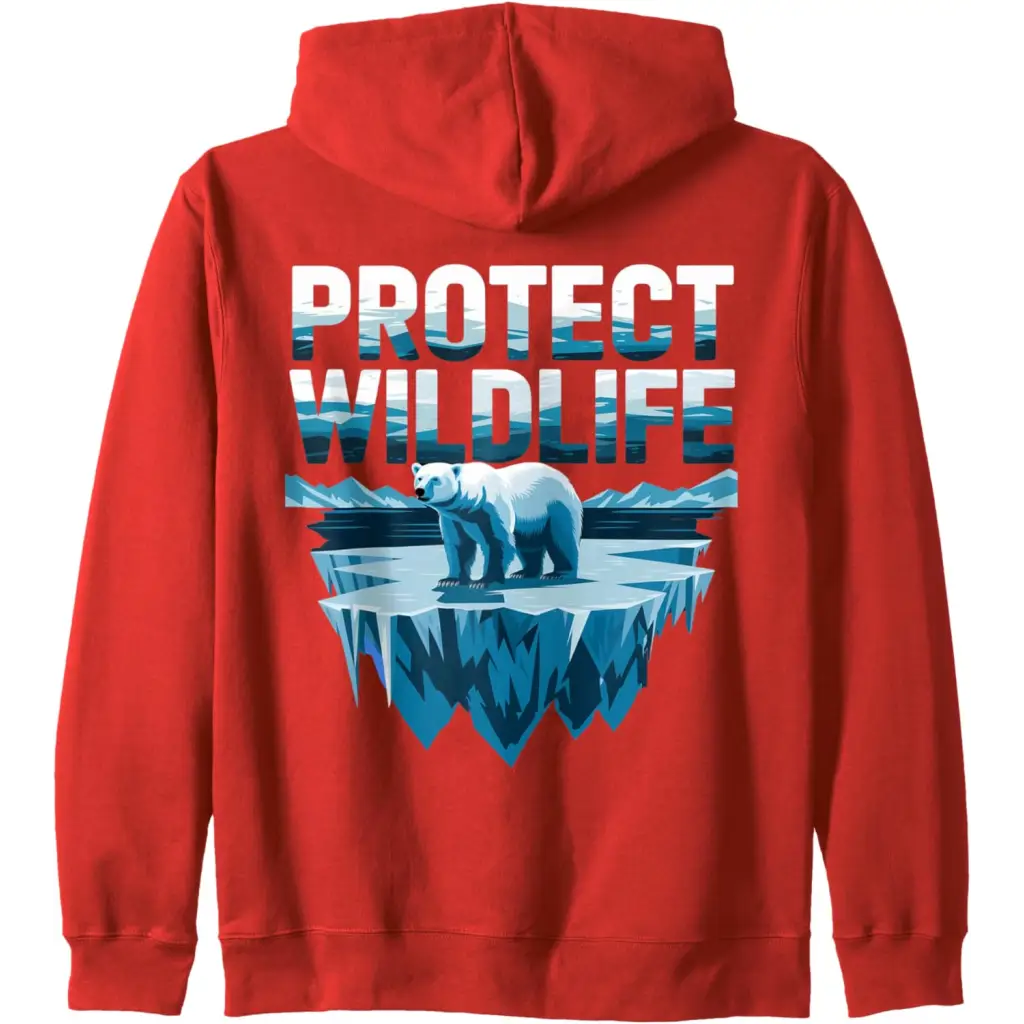 Fragile Refuge: The Plight of Polar Bears Zip Hoodie - Red