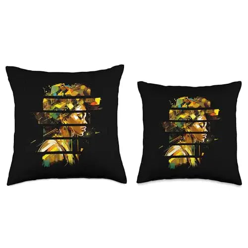Fragmented Essence: Radiant Afrocentricity Throw Pillow Home
