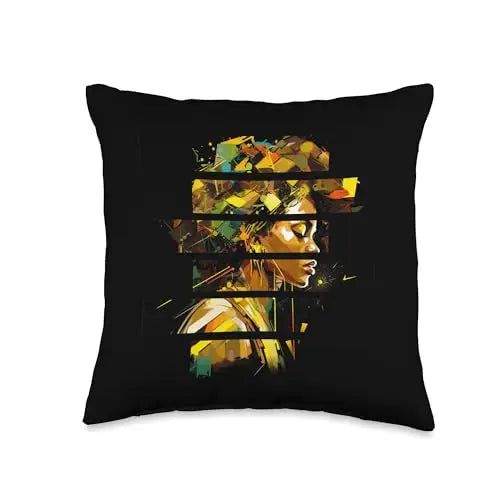 Fragmented Essence: Radiant Afrocentricity Throw Pillow Home