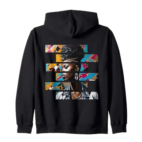 Fragmented Power: The Iconic Black Woman Zip Hoodie Apparel