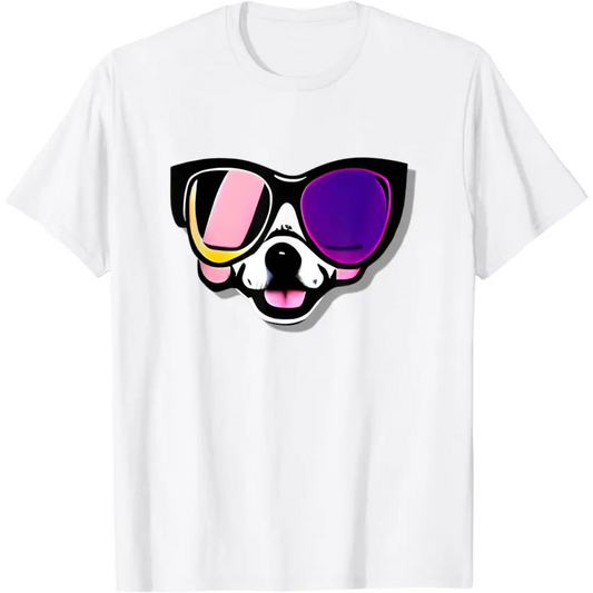 Funny Dog in Glasses - white / S - T-Shirt