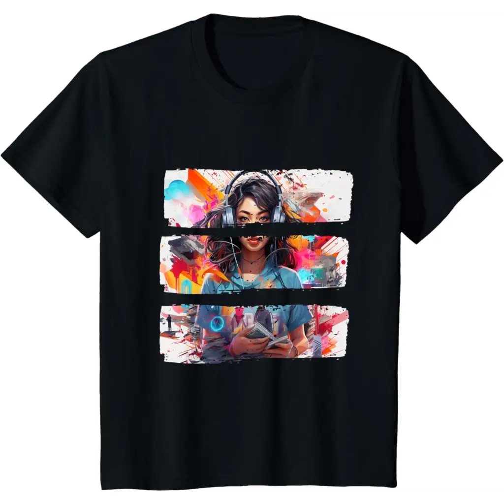 Fusion Femme: Captivating Collage Couture T-Shirt - Black