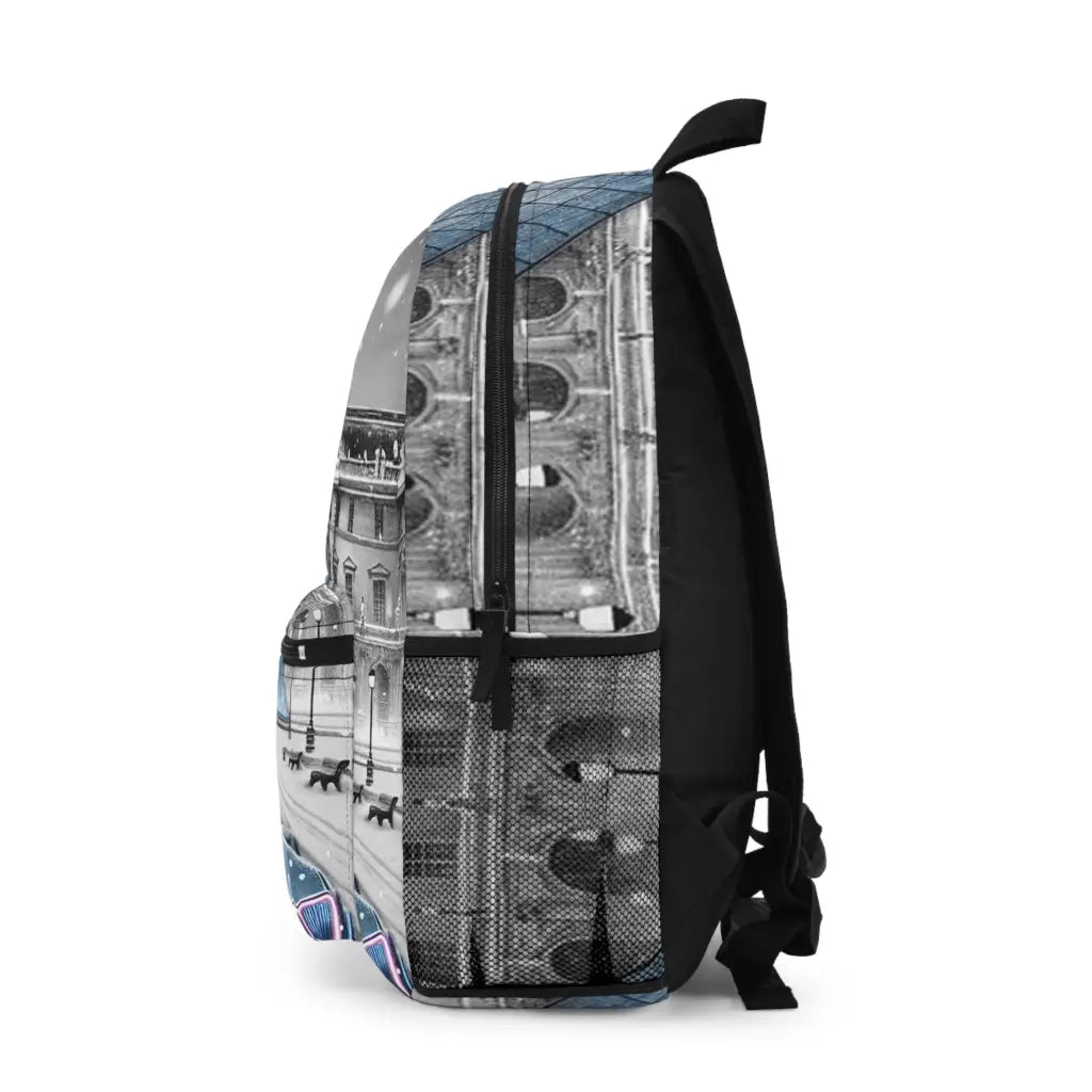 Futuristic Arrival in a Snowy Palace Backpack One size Bags