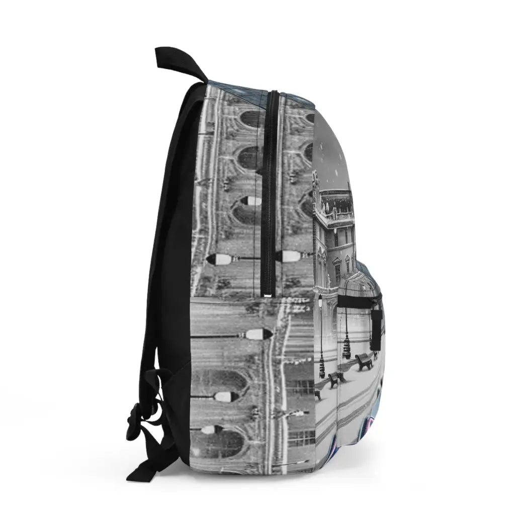 Futuristic Arrival in a Snowy Palace Backpack One size Bags