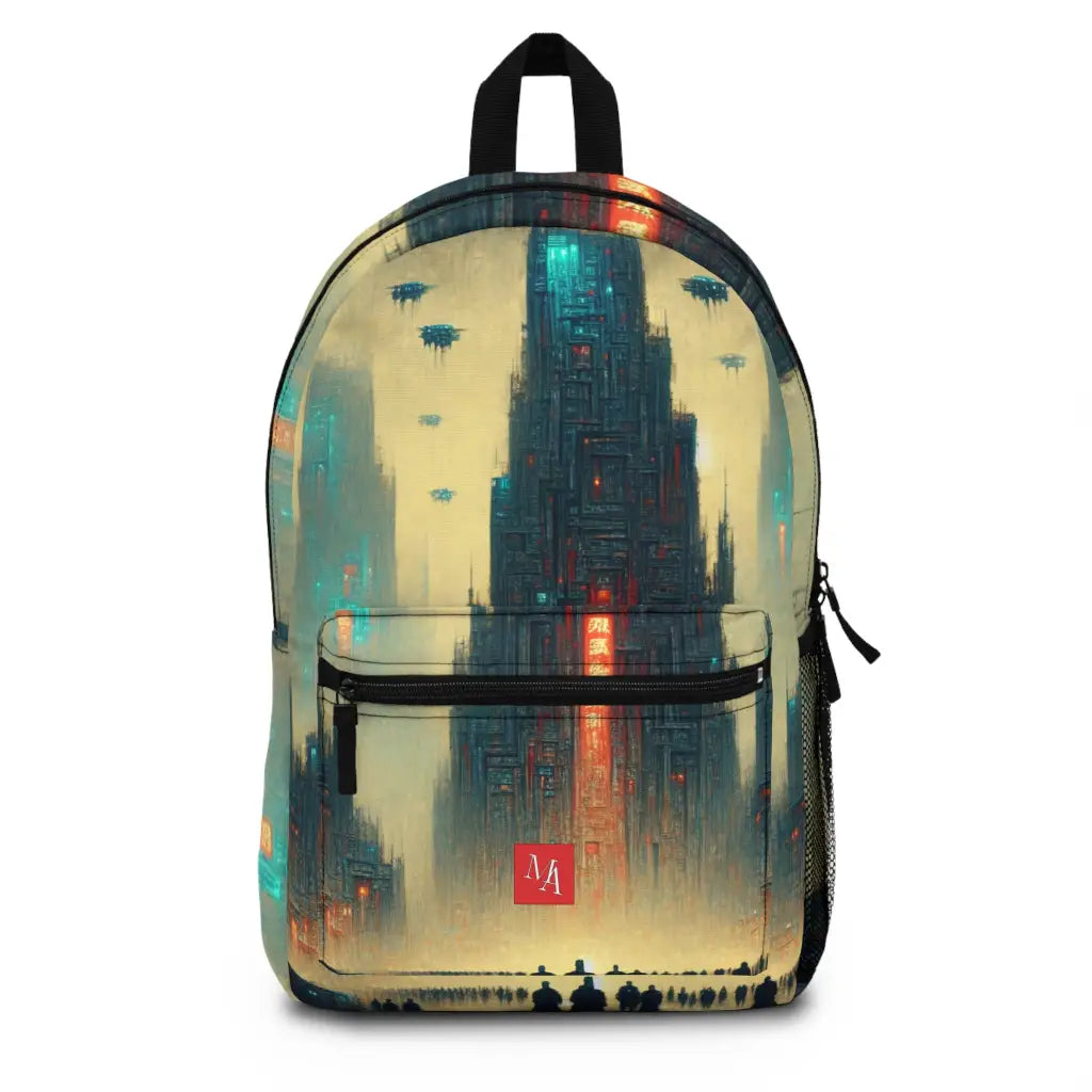Futuristic Cityscape with Drones Backpack One size Bags