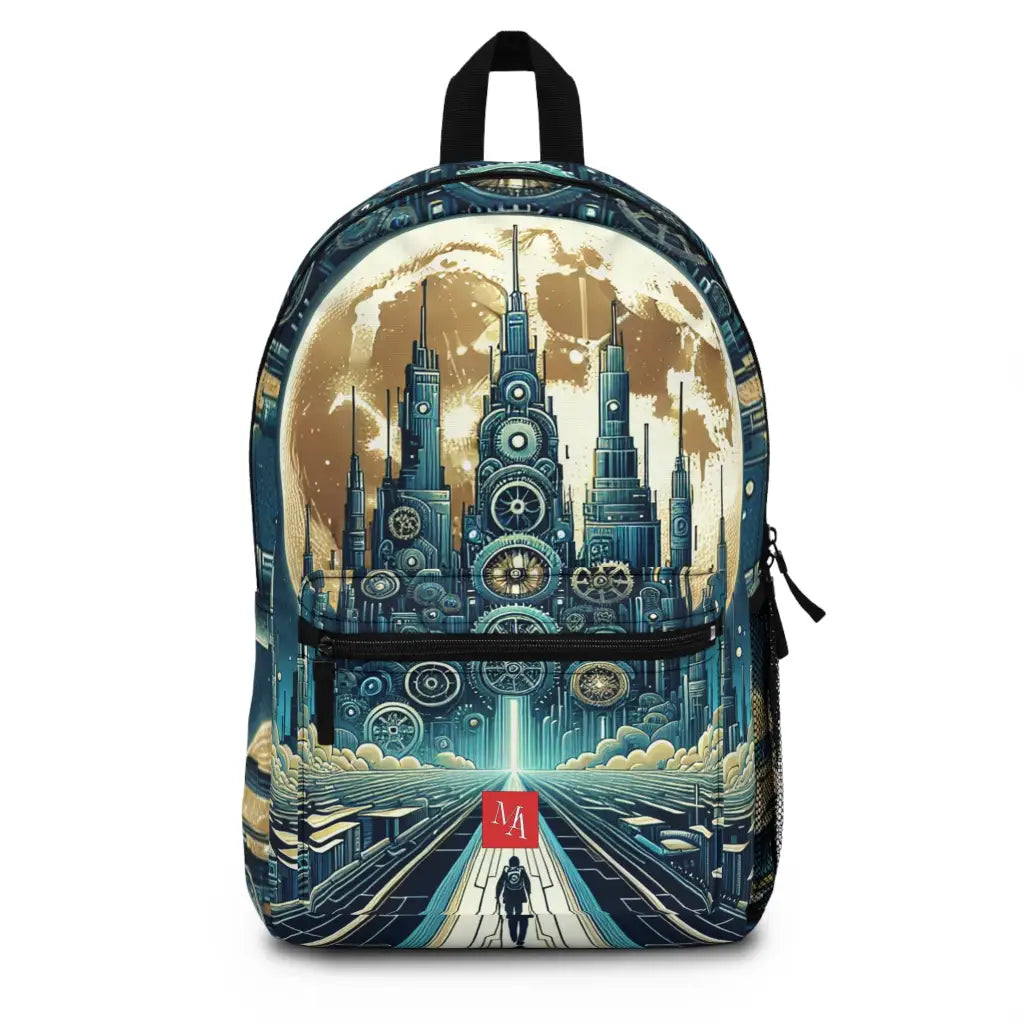Futuristic Journey to the Mechanized City Backpack One size