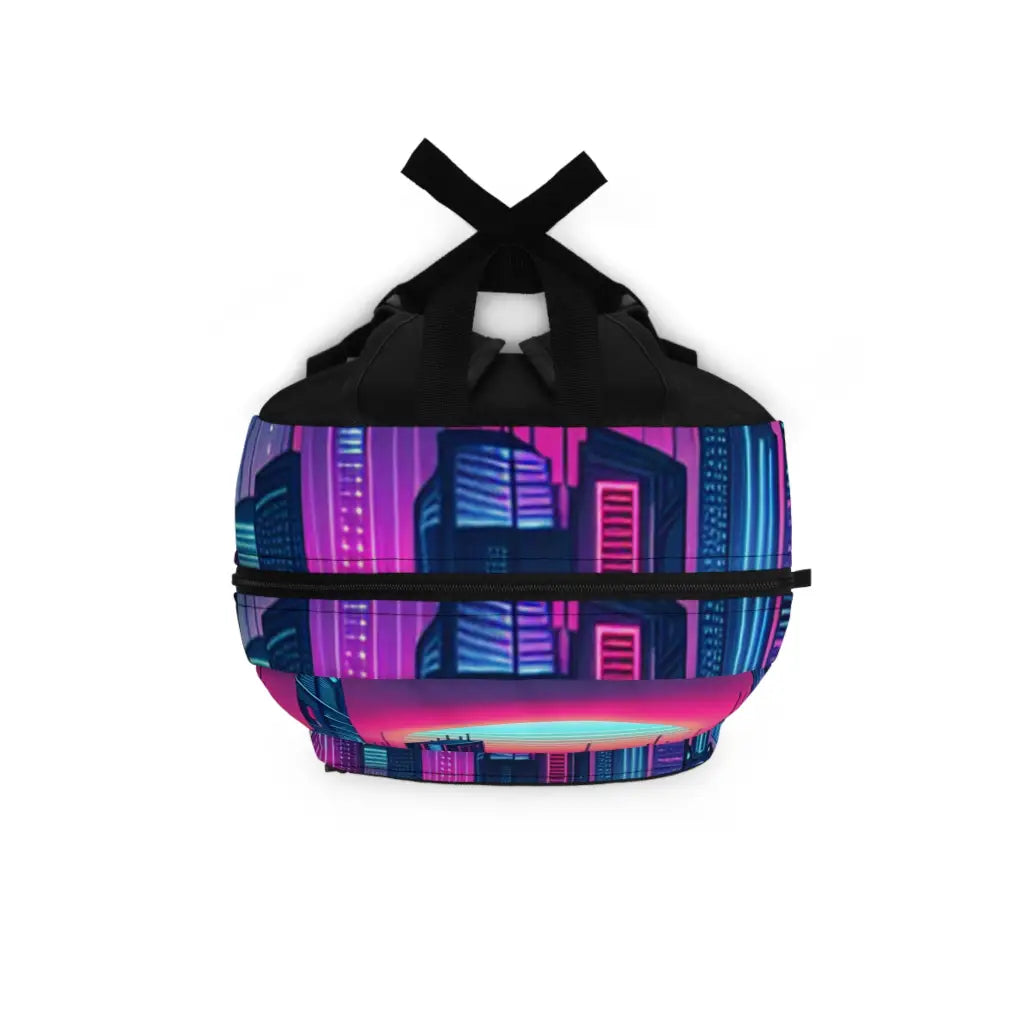 Futuristic Neon Metropolis Backpack One size Bags