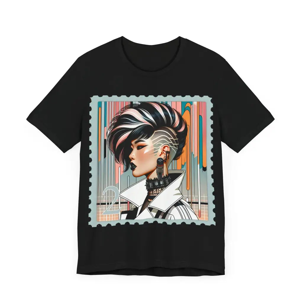 Futuristic Postage Portrait Jersey Short Sleeve Tee T Shirt