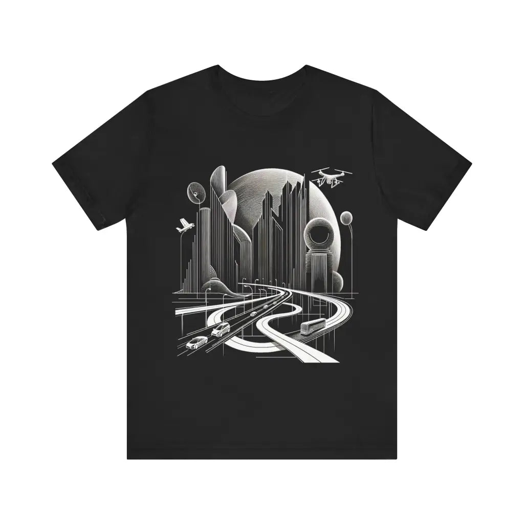 Futuristic Skyline Journey Jersey Short Sleeve Tee Black