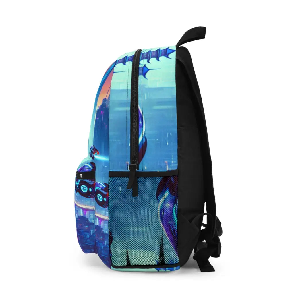 Futuristic Skyline with Hovering Cars Backpack One size Bags