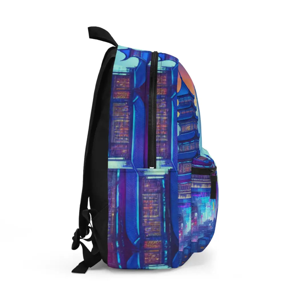 Futuristic Skyline with Hovering Cars Backpack One size Bags