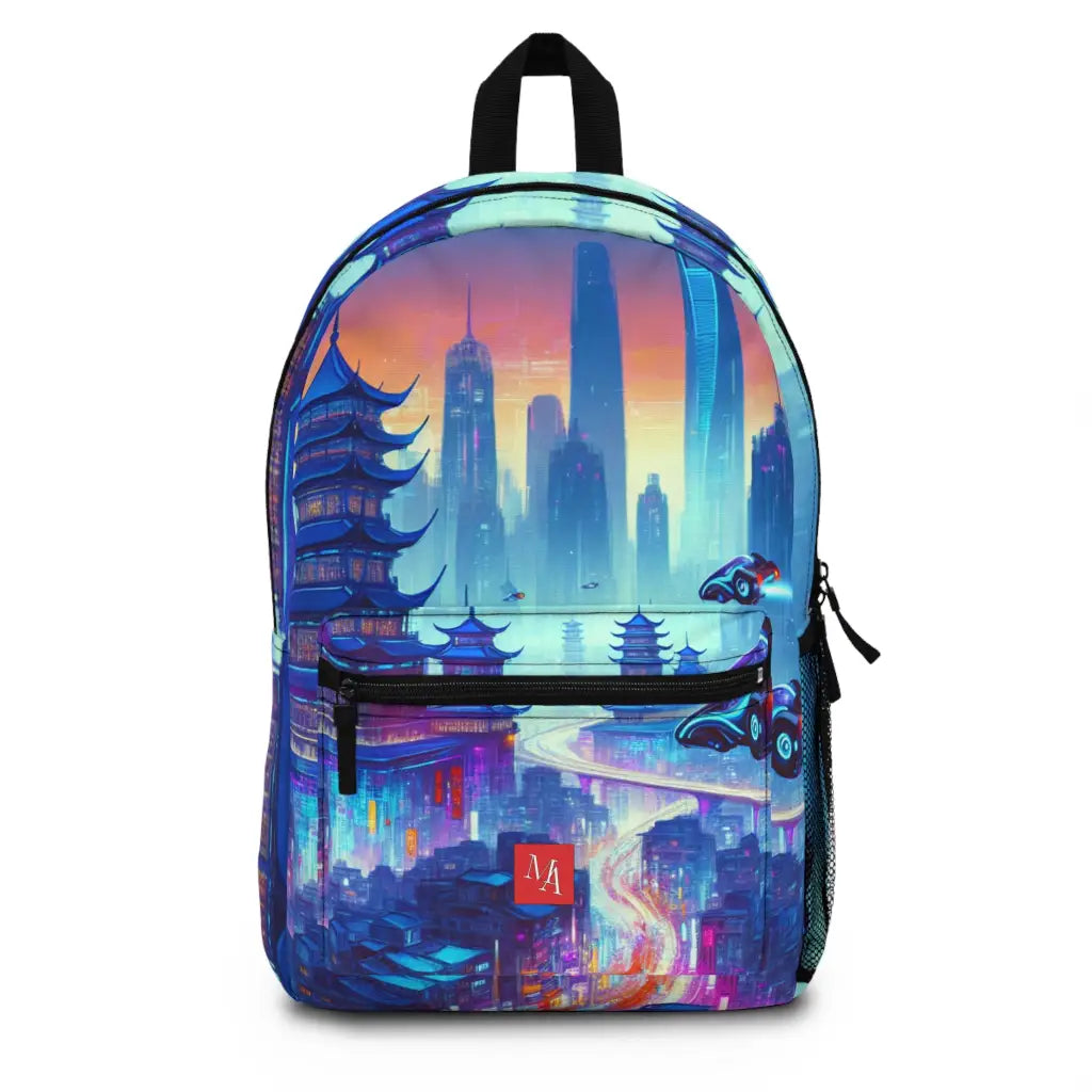 Futuristic Skyline with Hovering Cars Backpack One size Bags