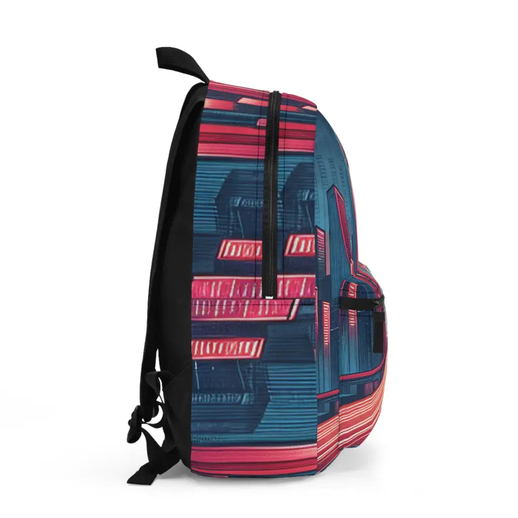 Futuristic Skyline with Illuminated Pathways Backpack