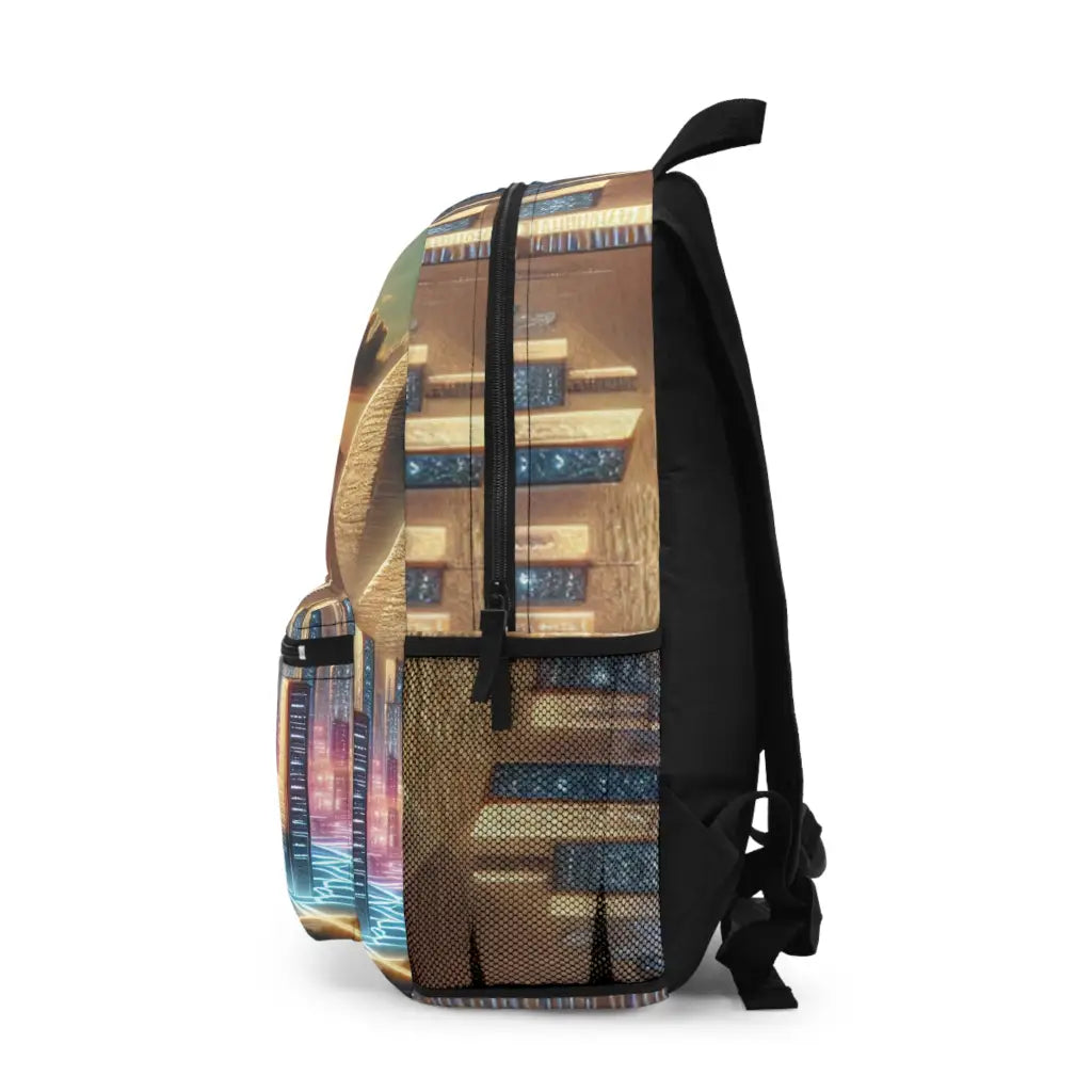 Futuristic Skyline with Majestic Pyramids Backpack One size