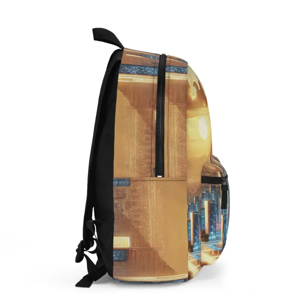 Futuristic Skyline with Majestic Pyramids Backpack One size