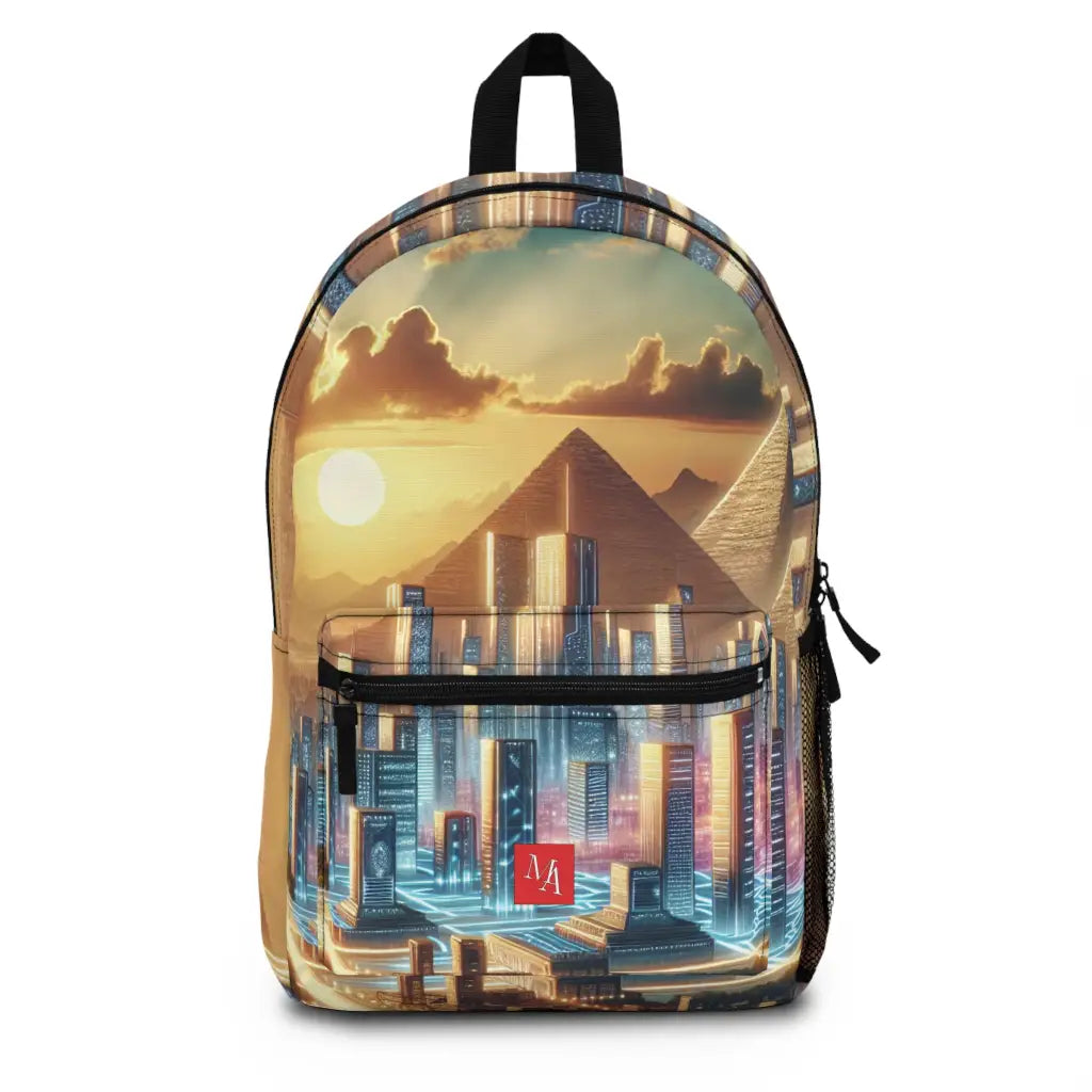 Futuristic Skyline with Majestic Pyramids Backpack One size
