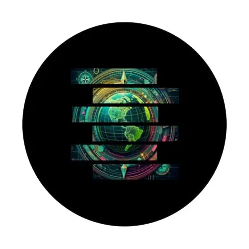 Futuristic Techno World Globe PopSockets Swappable PopGrip