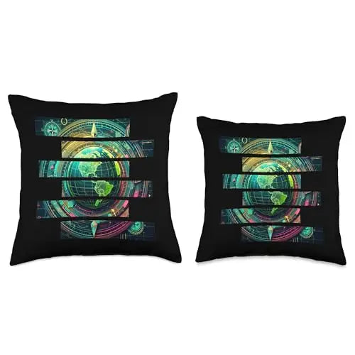 Futuristic Techno World Globe Throw Pillow Home