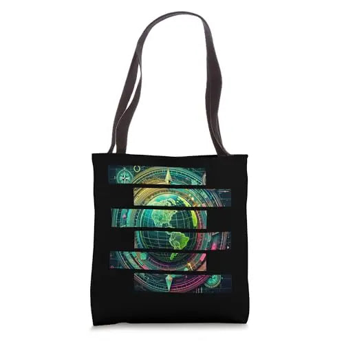 Futuristic Techno World Globe Tote Bag Apparel