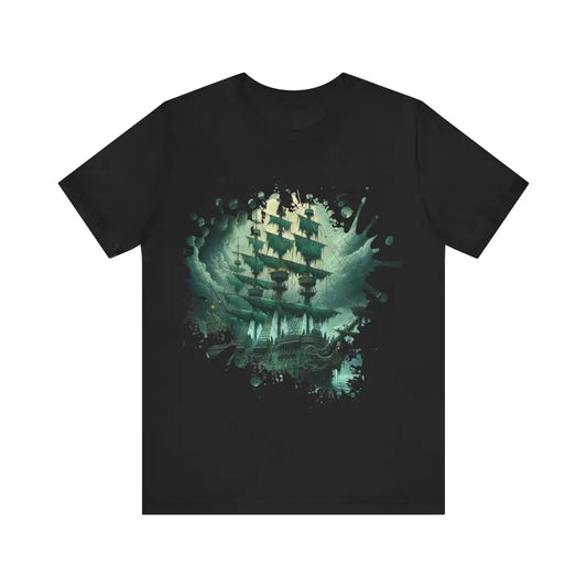 Galleon of the Mystic Sea - Jersey Short Sleeve Tee - Black