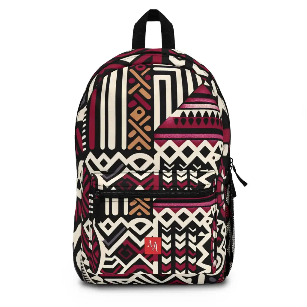 Geometric Melange in Maroon and Ebony - Backpack - One size