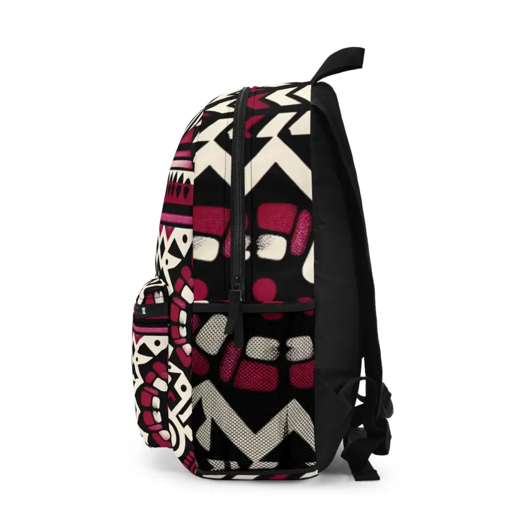 Geometric Melange in Maroon and Ebony - Backpack - One size