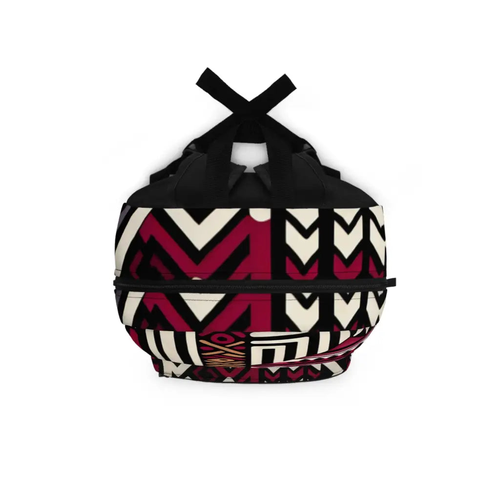 Geometric Melange in Maroon and Ebony - Backpack - One size