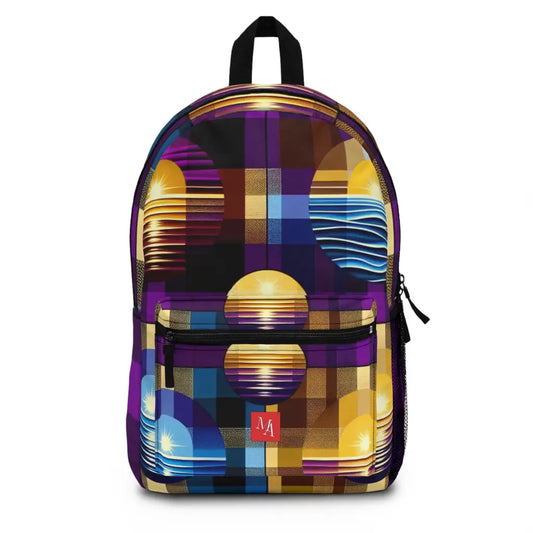 Geometric Suns Over Plaid Horizon Backpack One size Bags