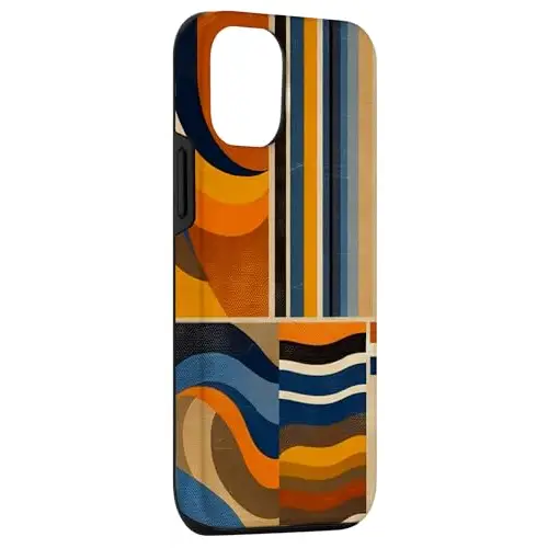 Geometric Symphony: Vibrant Collage in Blue Yellow and Ora