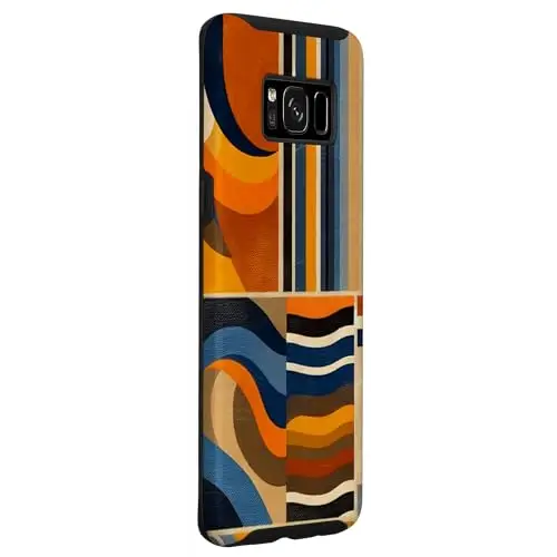 Geometric Symphony: Vibrant Collage in Blue Yellow and Ora