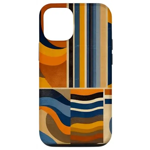 Geometric Symphony: Vibrant Collage in Blue Yellow and Ora