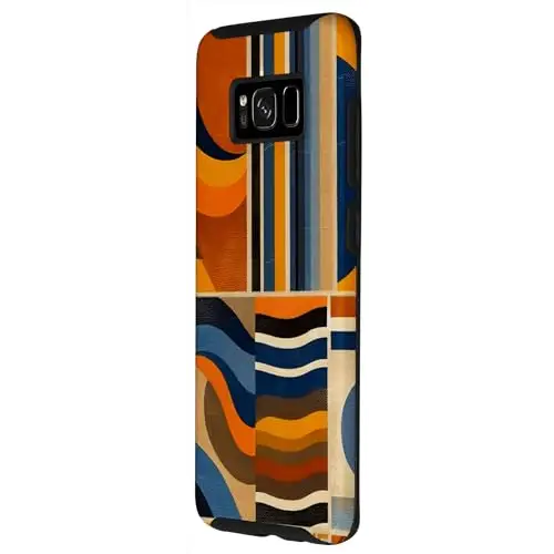 Geometric Symphony: Vibrant Collage in Blue Yellow and Ora