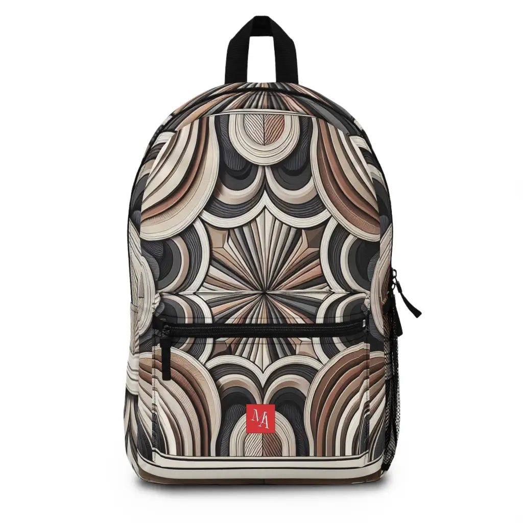 Geometric Whorls in Sepia Shades - Backpack - One size