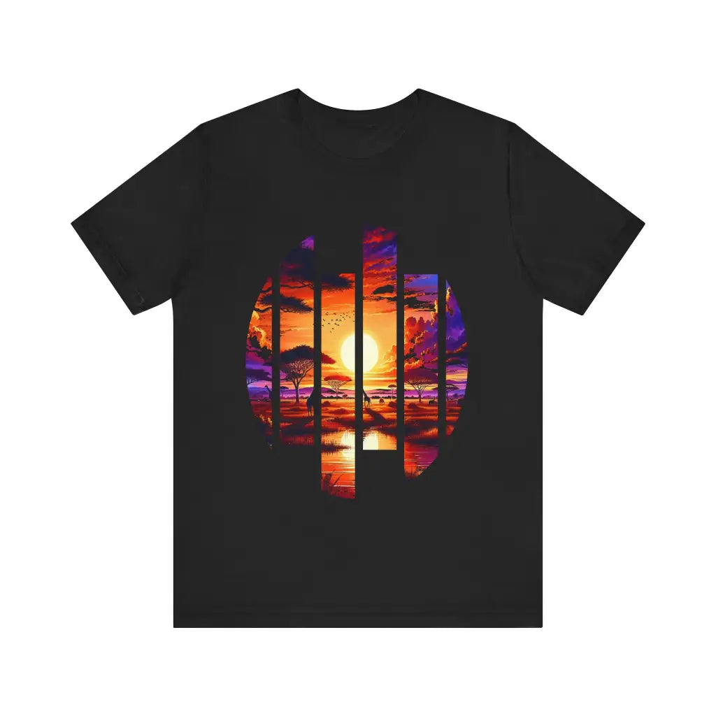 Giraffe Plains at Sundown Jersey Short Sleeve Tee Black / S